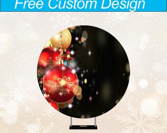 Free Custom Christmas Round Arch Backdrop Cover, Circle Fabric Background Design for Photography, Party.