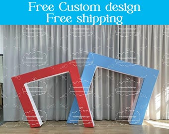 3D Slanted Wedding Open Arch Door Backdrop Stand Print Fabric Arch Cover For Birthday Baby Shower Photo Booth Photography Party Studio Decor
