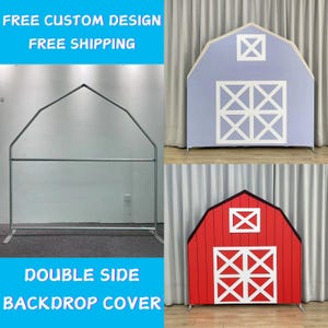 Red Farm Barn Arch Backdrop Stand Cover Metal Backdrop Frame House Chiara Backdrop Baby Shower Kid Birthday Wedding PhotoBooth Party Banner