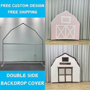 Suporte para cenário de arco de celeiro rosa claro, estrutura de metal para cenário, cenário Chiara, chá de bebê, aniversário infantil, casamento, cabine de fotos, banner para festa