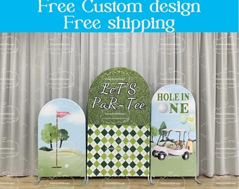 Golf Hole in One Arch Stand Backdrop Lets Par Tee Chiara Wall Backdrop For Birthday BabyShower PhotoBooth Photography Party Decor