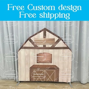 Wood Farm Barn Arch Backdrop Stand Metal Backdrop Frame Chiara Backdrop Cover For BabyShower Kid Birthday PhotoBooth Photography Party Decor