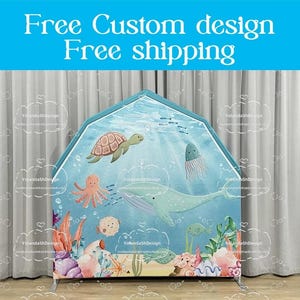 Under The Sea Farm Barn Arch Backdrop Metal Stand Frame Chiara Arch Backdrop For BabyShower Kid Birthday PhotoBooth Photography Party Decor