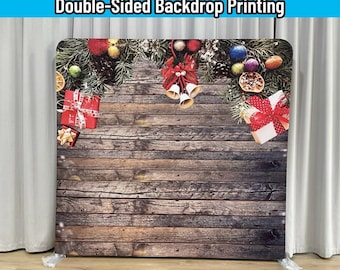 Christmas Fireplace Photo Booth Backdrop Xmas Tree Bells Pillowcase Backdrop Cover For Photography Backdrop Banner Studio Props Party Decor