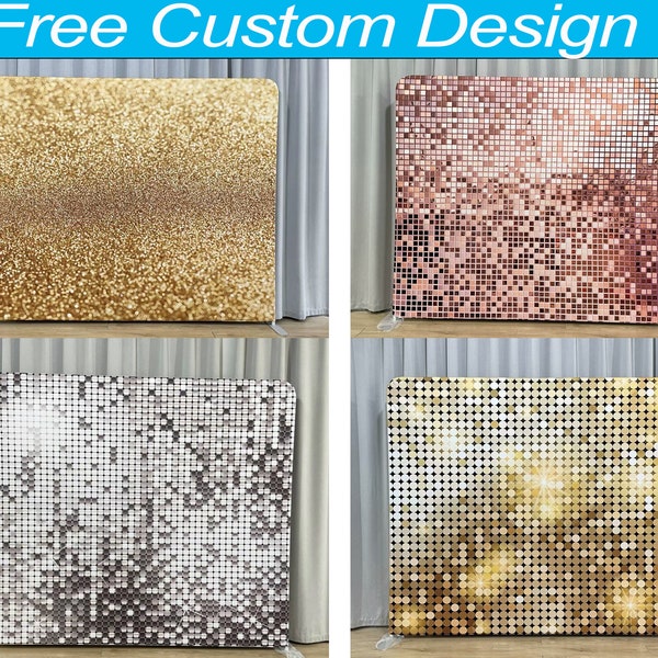 Personalized Square Backdrop Stand Frame + Backdrop Fabric Cover, Free Custom Size and Color Decoration for Photo booth, Party, Baby Shower.