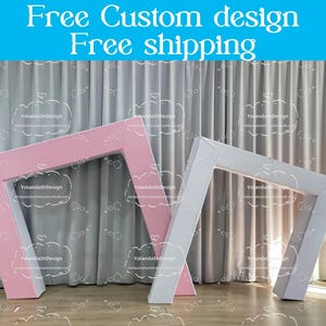 3D Slanted Wedding Open Arch Door Backdrop Stand Print Fabric Arch Cover For Birthday Baby Shower Photo Booth Photography Party Studio Decor