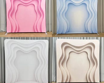 Wavy Arch Pillowcase Backdrop Custom Photo Booth Cover Personalized Wedding Backdrop Birthday Party Decoration, 3D Style Mockup