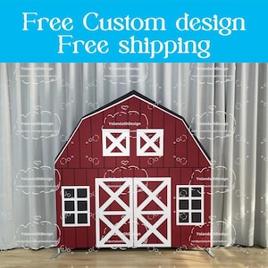 Red House Farm Barn Arch Backdrop Metal Stand Backdrop Frame Chiara Backdrop For Baby Shower Kid Birthday PhotoBooth Photography Party Decor