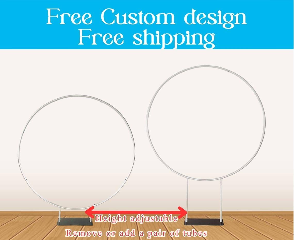 Circle Round Metal Backdrop Stand Print Fabric Backdrop Cover For Wedding Birthday Baby Shower Photography Photo Booth Studio Party Decor