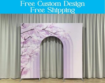 Welcome Open Arch Door Stand 3D Purple Ripple Arch Backdrop Cover PhotoBooth Photography Banner For Wedding Birthday Baby Shower Party Decor