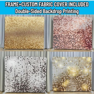 Sparkle Glitter Photo Booth Backdrop Stand Gold Sequin Pillowcase Backdrop Fabric Cover Wedding Birthday BabyShower Photography Photo Studio