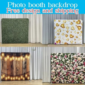 Grass Wood Photo Booth Backdrop Stand Flowers Pillowcase Backdrop Fabric Cover Wedding Birthday BabyShower Photography Photo Studio Banner