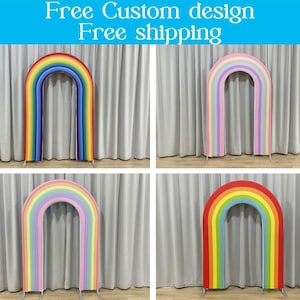 Personalized Rainbow Open Arch Wall Stand Frame Window Backdrop Cover For Birthday, Baby Shower,Wedding,Photo Booth Photography Party Decor