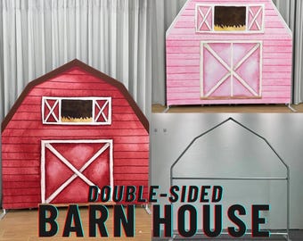 Red House Farm Barn Arch Backdrop Metal Stand Backdrop Frame Chiara Backdrop For Baby Shower Kid Birthday PhotoBooth Photography Party Decor