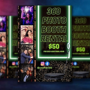 360 Photo Booth, 360 Photo Booth Flyer, Event Flyer, Party Flyer, Canva DIY Flyer, Social Media Flyer