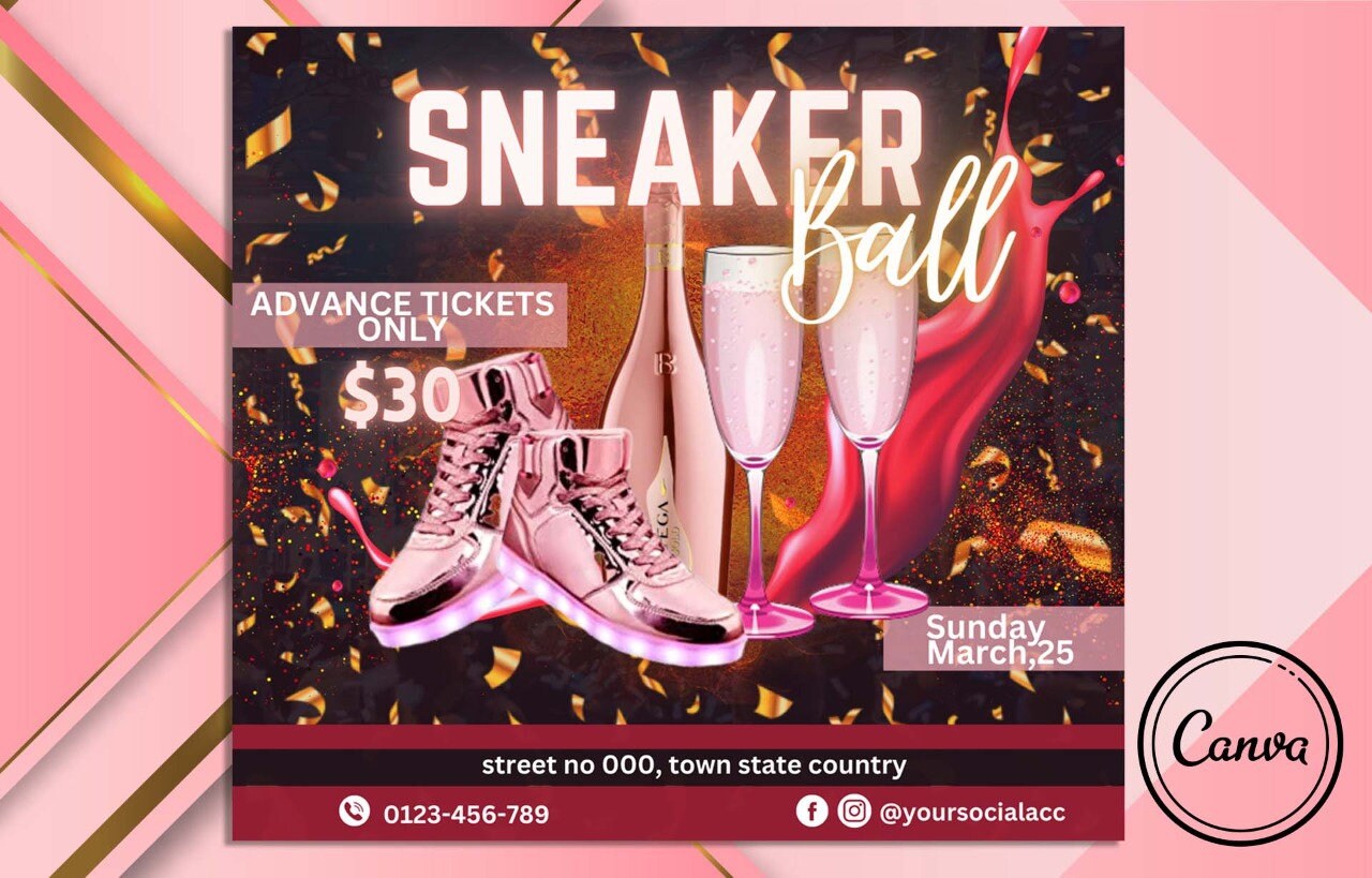 Sneaker Ball Flyer, Sneaker Ball Gala, Sneaker Ball Invite, Sneaker