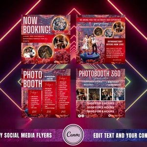 360 Photobooth, 360 Photobooth Flyer, Photobooth Social Media Posts, Event Flyer, Party Flyer, Canva DIY Flyer