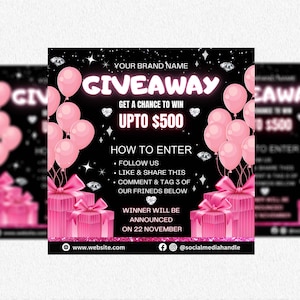 Giveaway Winner Flyer, Giveaway Flyer, Raffle Flyer, Boutique Flyer, Shop Flyer, Sale Flyer, Lash Flyer, Hair Flyer, Beauty Flyer