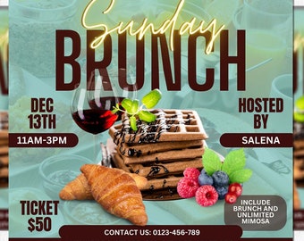 DIY Brunch Flyer - Brunch Flyer - DIY Birthday Flyer - Brunch Invitation - DIY Invitation- Pinktober flyer