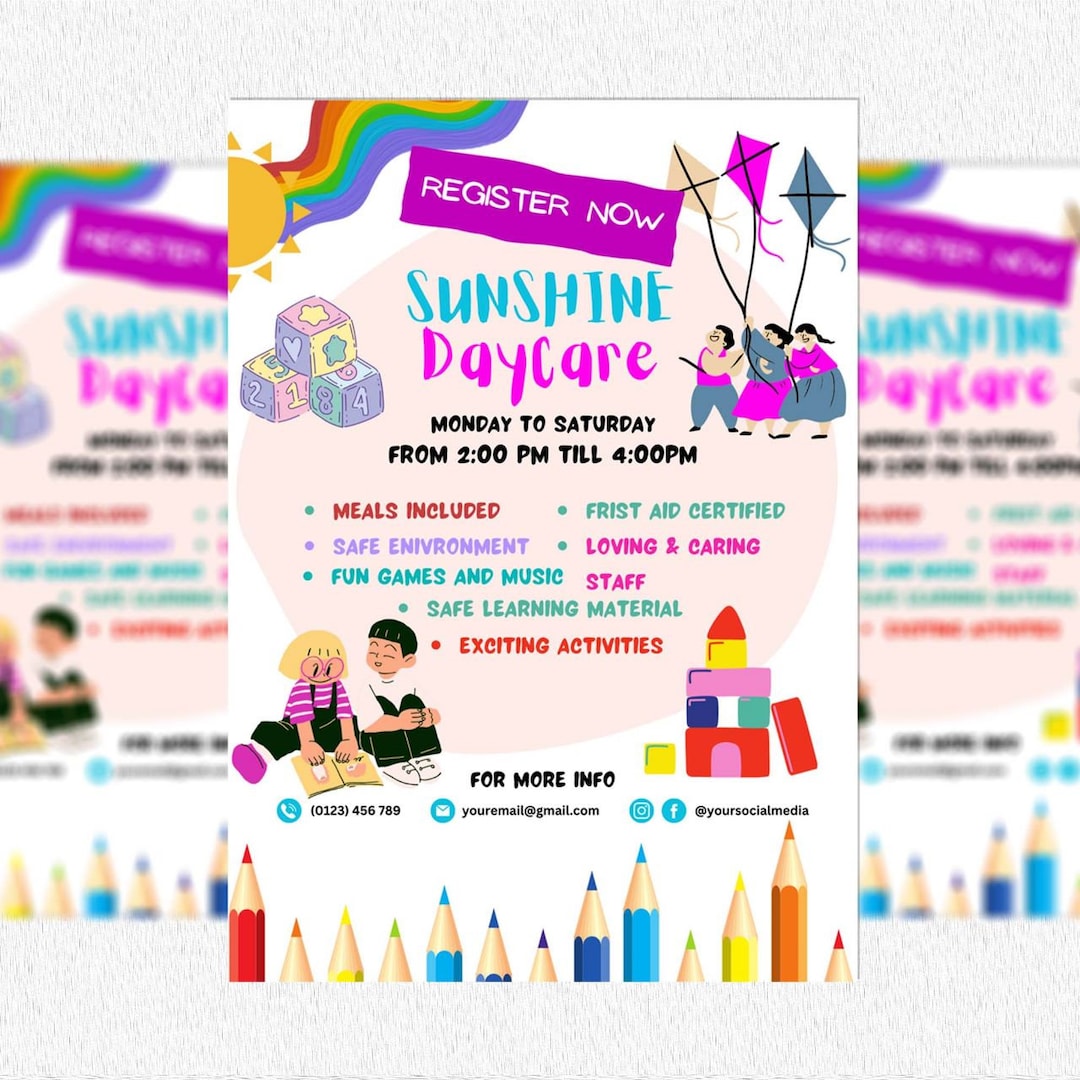Daycare Flyer Template, Childcare Flyer, Babysitting Flyer, Home
