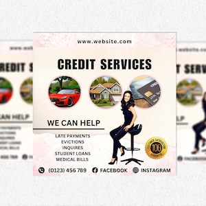 Credit repair flyer, Credit restoration flyer, Credit fix template, Credit seminar flyer, DIY flyer, Canva flyer, Credit repair template