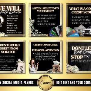 Credit repair flyer, Credit restoration flyer, Credit fix template, Credit seminar flyer, DIY flyer, Canva flyer