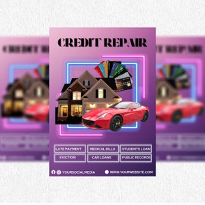 Credit repair flyer, Credit restoration template, Credit fix flyer, Credit repair template, Canva DIY flyer