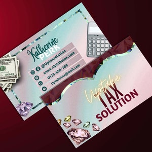 Doe-het-zelf belastingvisitekaartje Tax Prep-visitekaartje, belastingflyer, kant-en-klare sjabloon, Canva Taxes-visitekaartje