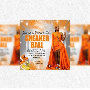 Sneaker Ball Flyer, Sneaker Ball Gala, Sneaker Ball Einladen, Sneaker Gala Einladung, Social Media Flyer, Canva Geburtstag Flyer