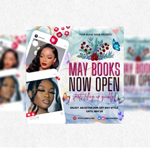 May Booking Flyer, Mothers Day Hair Flyer, MUA Lashes Braids Wig Aesthetician Nail Flyer, Mothers Day Special
