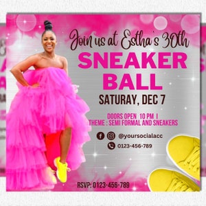 Sneaker Ball Flyer, Sneaker Ball Gala, Sneaker Ball Einladen, Sneaker Gala Einladung, Social Media Flyer, Canva Geburtstag Flyer