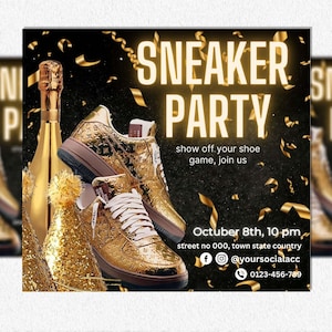 Sneaker Ball Gala, Sneaker Ball Invite, Sneaker Gala Invitation, Social Media Flyer, Canva Birthday Flyer
