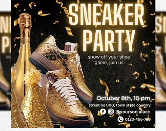 Sneaker Ball Gala, Sneaker Ball Invite, Sneaker Gala Invitation, Social Media Flyer, Canva Birthday Flyer