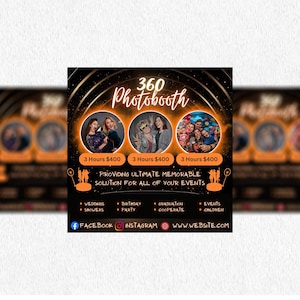 360 Photobooth, 360 Photobooth Flyer, Photobooth Social Media Posts, Event Flyer, Party Flyer, Canva DIY Flyer