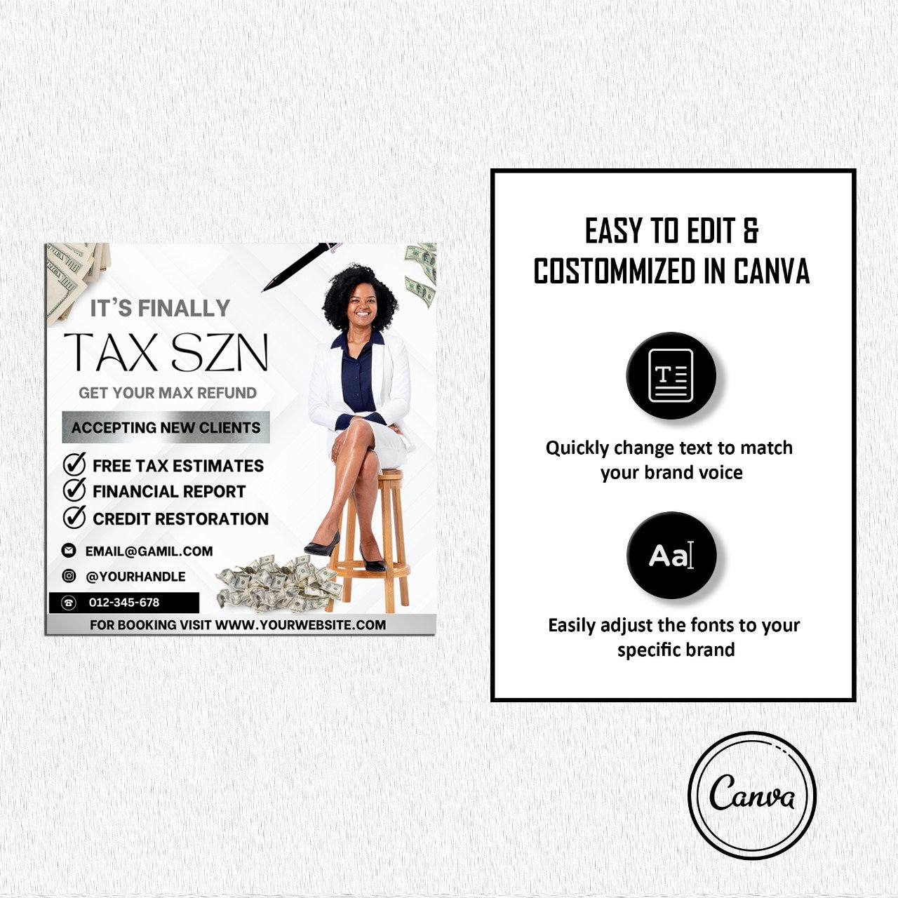 Tax Prep Flyer, Tax Prep Instagram, Tax Flyer Template, Preparation