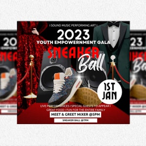 Sneaker Ball Gala, Sneaker Ball Invite, Sneaker Gala Invitation, Social Media Flyer, Canva Birthday Flyer