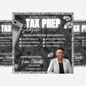 Tax Flyer, Tax prep service template, DIY tax flyer, Tax season, Tax social media flyer, Canva flyer, Tax preparation
