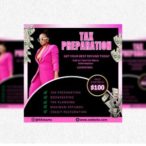 Folleto de preparación de impuestos, Instagram de preparación de impuestos, plantilla de folleto de impuestos, folletos de preparación, plantillas de preparación de impuestos, publicación de preparación de impuestos