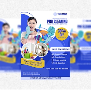Folheto de serviço de limpeza, modelo de folheto de negócios de limpeza, folheto de limpeza comercial, folheto de limpeza de casa, cartão de folheto de empresa de limpeza