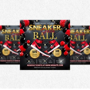 Sneaker Ball Flyer, Sneaker Ball Gala, Sneaker Ball Einladen, Sneaker Gala Einladung, Social Media Flyer, Canva Geburtstag Flyer