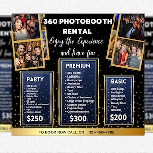 360 Photobooth, 360 Photobooth Flyer, Photobooth Social Media Posts, Event Flyer, Party Flyer, Canva DIY Flyer