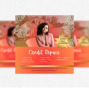 Credit repair flyer, Credit restoration flyer, Credit fix template, Credit seminar flyer, DIY flyer, Canva flyer, Credit repair template