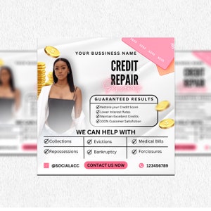 Credit repair flyer, Credit restoration flyer, Credit fix template, Credit seminar flyer, DIY flyer, Canva flyer, Credit repair template