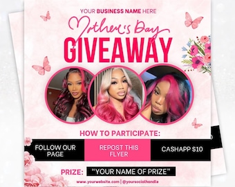 Mothers Day Giveaway Flyer, Mother Day Flyer, Giveaway Flyer, Raffle Flyer, May Giveaway Flyer, Mothers Day Event