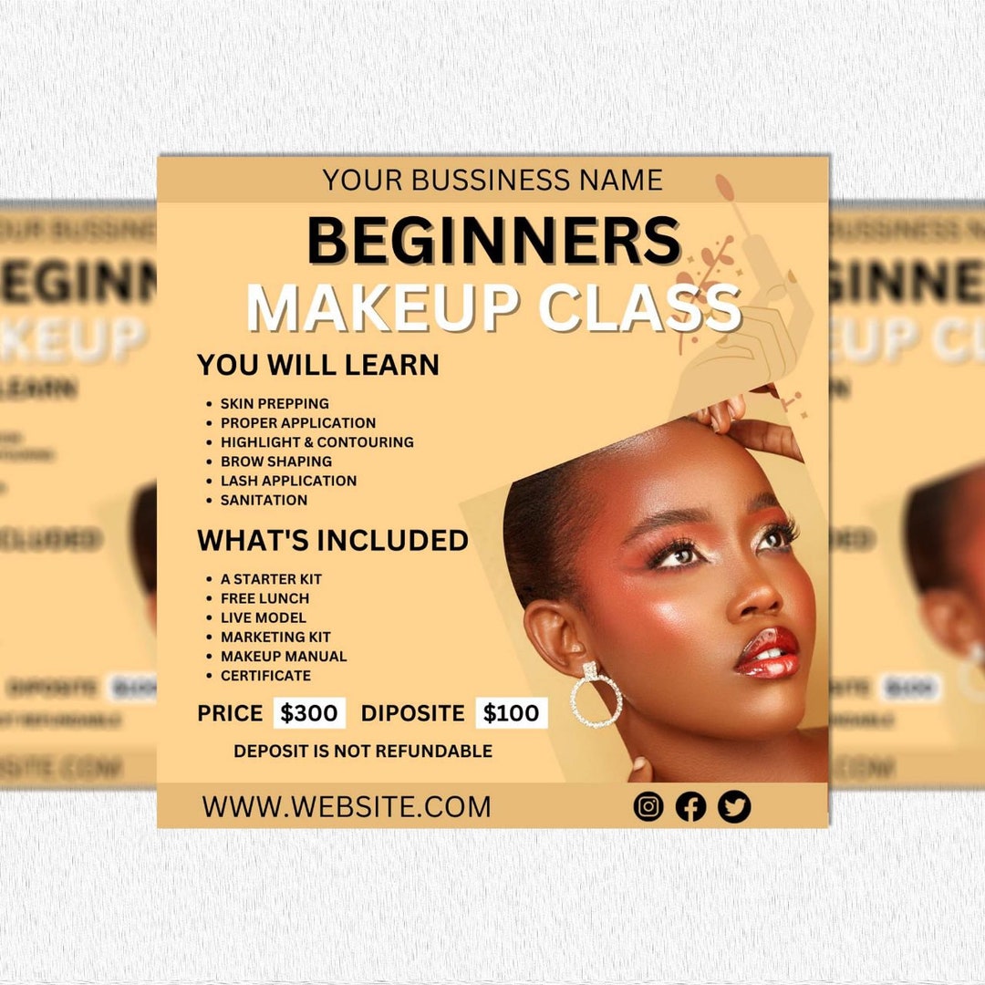 Makeup Class Flyer, Makeup Course Flyer, Makeup Masterclass, Social