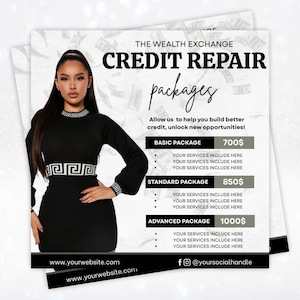 Credit repair flyer, Credit restoration flyer, Credit fix template, Credit seminar flyer, DIY flyer, Canva flyer, Credit repair template