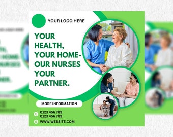 Home Care Flyer, Home Care Service Flyer Template, Nurse Caregiving, Home Nursing Flyer, Health Instant Download