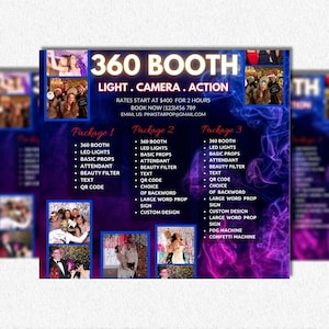 360 Photo booth flyer, 360 Photo booth, 360 flyer, Event flyer, Party flyer, Canva editable flyer, Social media flyer