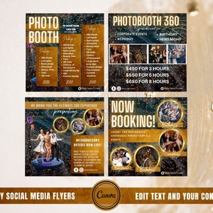 360 Photobooth, 360 Photobooth Flyer, Photobooth Social Media Posts, Event Flyer, Party Flyer, Canva DIY Flyer
