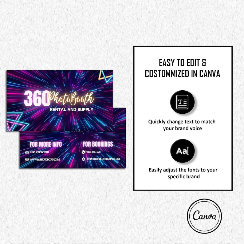 360 Photo Booth Business Card Template, Rental Business Card Template